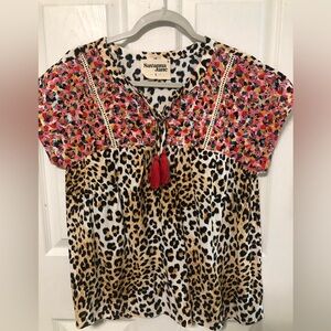 NWOT Savanna Jane Women's Leopard and Floral Top